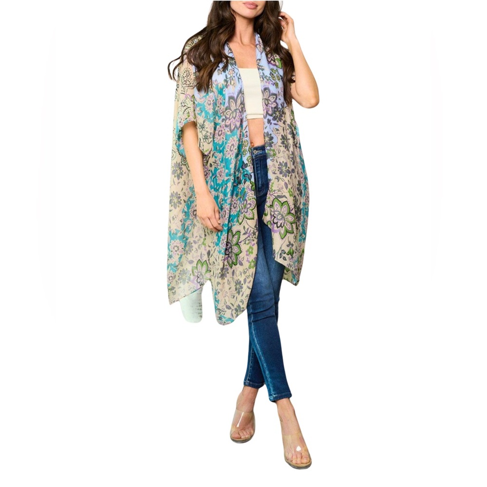 Women's Floral Open Front Kimono